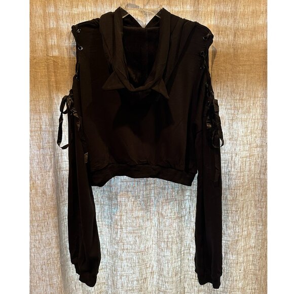 Cat Ear Hoodie Off Shoulder Crop Top Long Sleeve Pullover Sweatshirt ASIAN SIZE - Picture 9 of 16